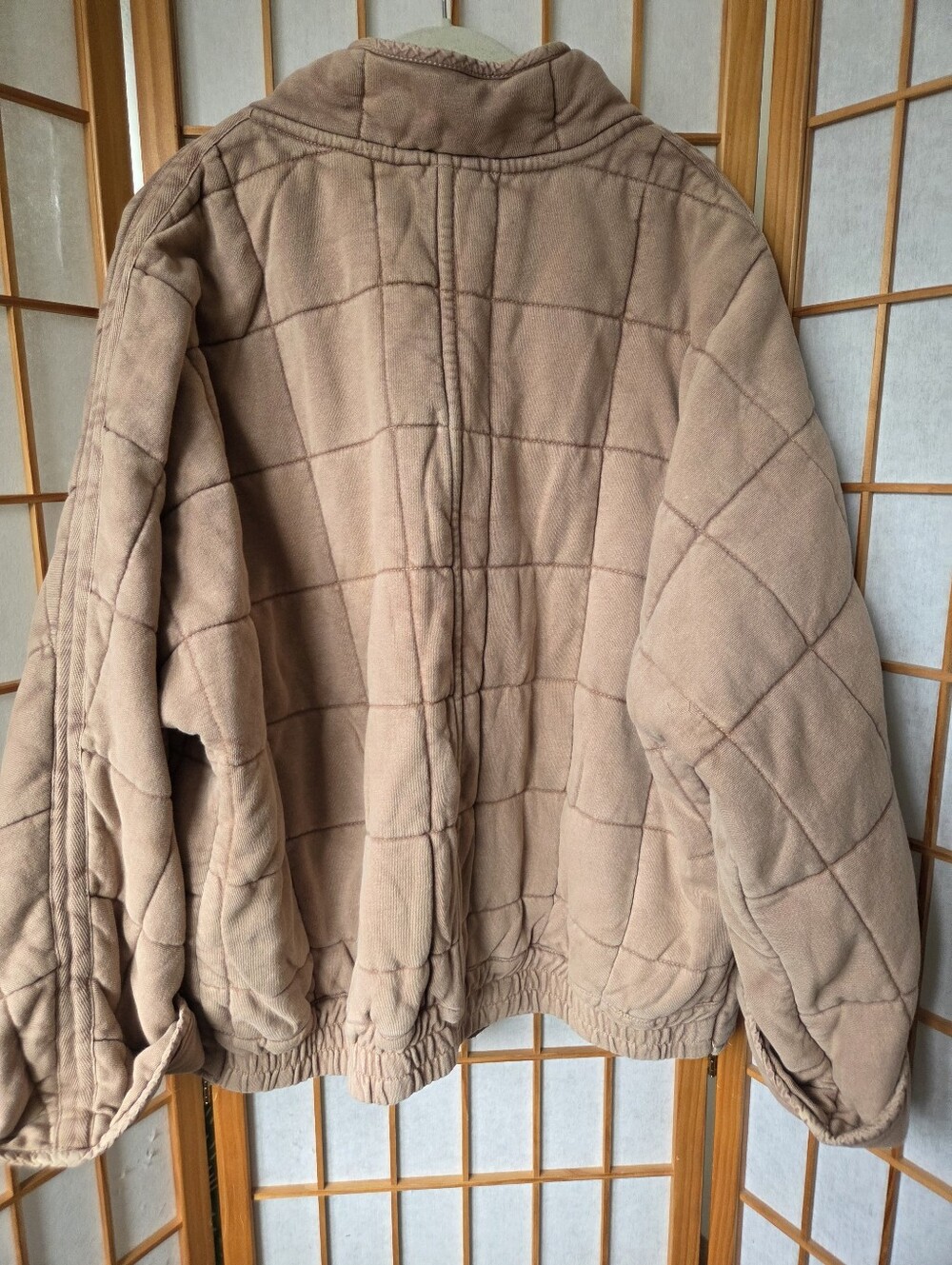 WOMENS FREE PEOPLE COTTON KNIT QUILTED ZIPPER & POCKETS INSULATED JACKET LARGE - Picture 2 of 8